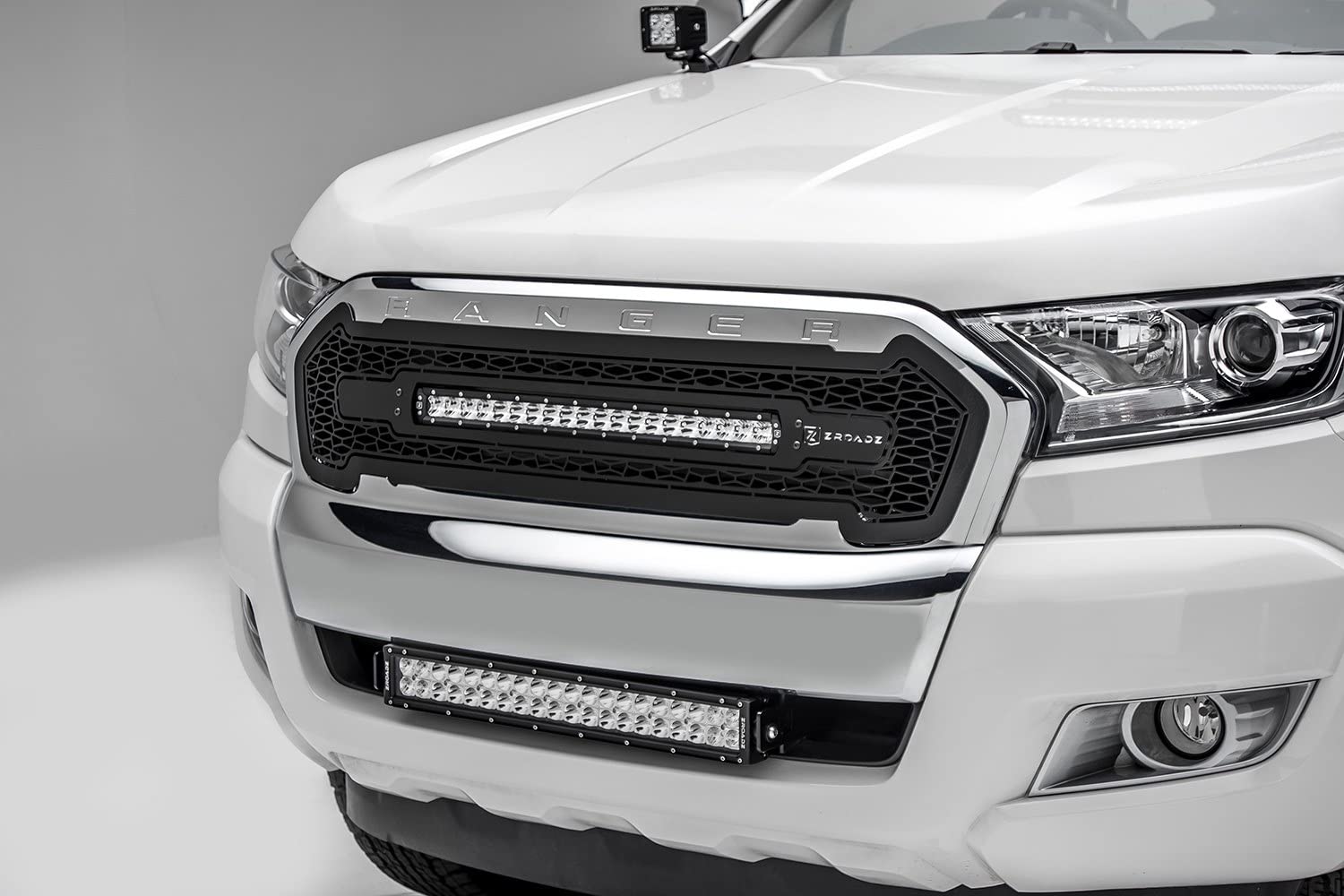 ZROADZ Front Bumper Center LED Kit 2015-2018 Ford Ranger T6, Incl. (1) 20 Inch LED Straight Double Row Light Bar - PN #Z325761-KIT