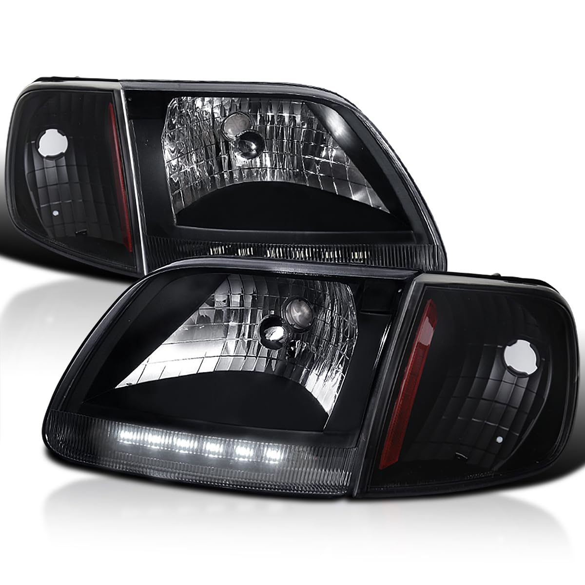 Led Head Lights + Corner Lights Turn Signal Lamp SPEC-D TUNING Comopatible with 1997-2003 Ford F150 Left + Right Pair