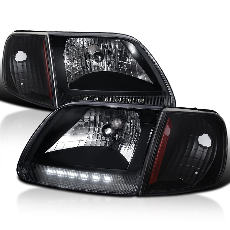 Led Head Lights + Corner Lights Turn Signal Lamp SPEC-D TUNING Comopatible with 1997-2003 Ford F150 Left + Right Pair