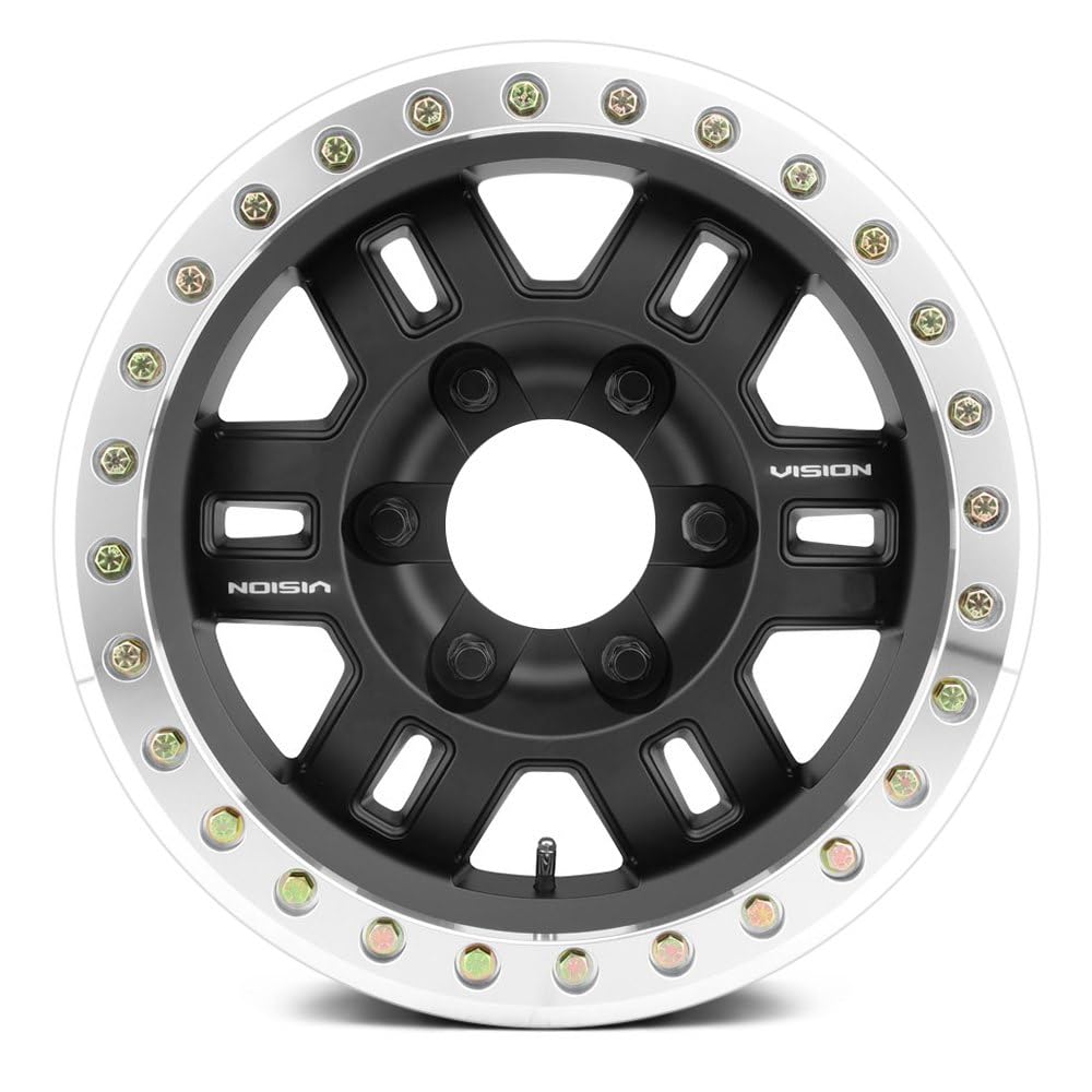Custom Wheel Vision 398 MANX BEADLOCK - 17x8.5, -15 Offset, 6x139.7 Bolt Pattern, 110mm Hub - Gloss Black Rim