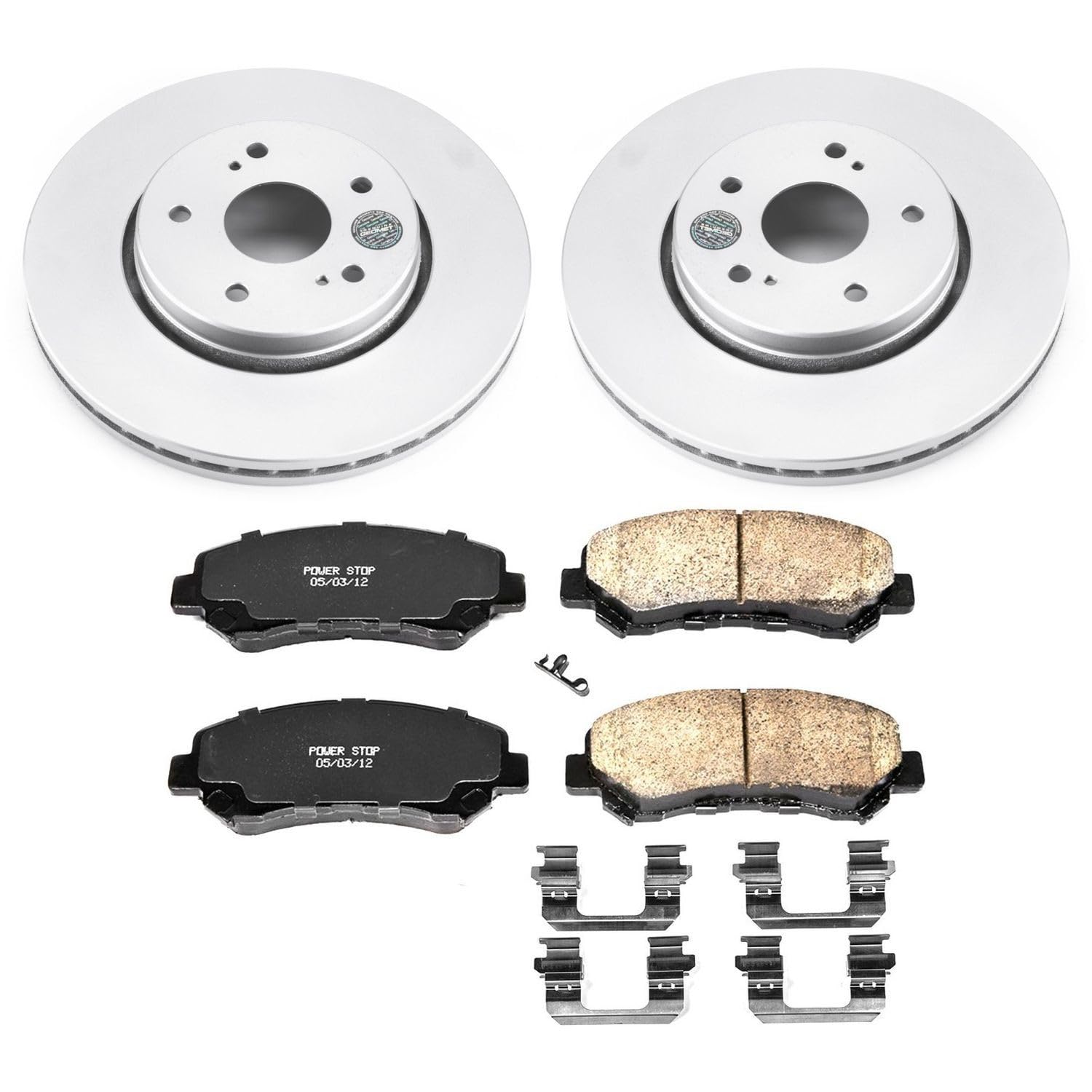 Power Stop Coated CRK6102 Rotor Front Brake Kit- Coated Brake Rotors and Z17 Ceramic Brake Pads For Suzuki Kizashi 2010-2013 [Model Specific]