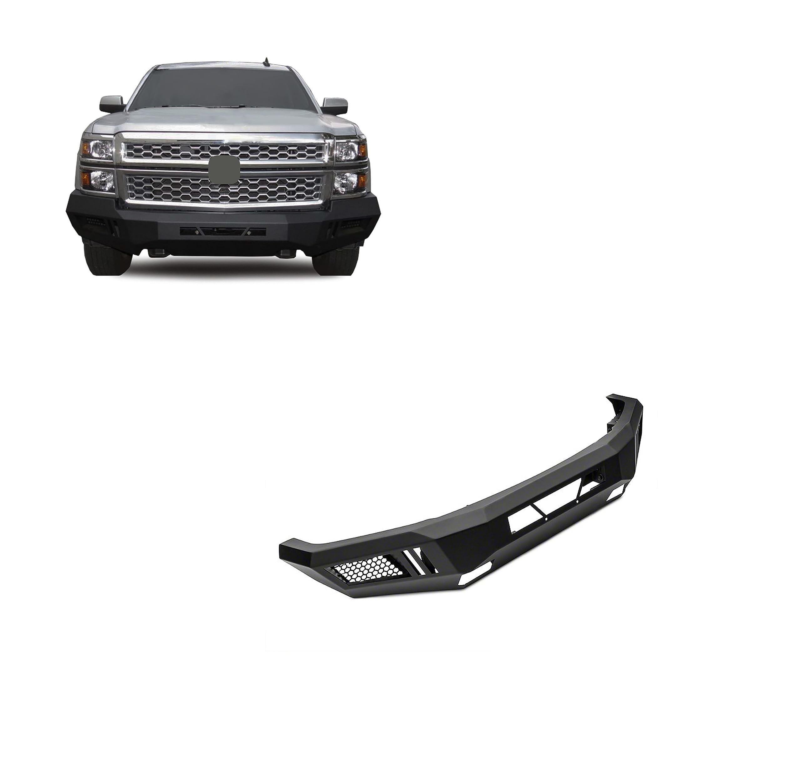 Heavy Duty Black Horse Armour Front Bumper I Front Bumper Matte Black Compatible with 2014-2015 Silverado 1500-AFB-SI14