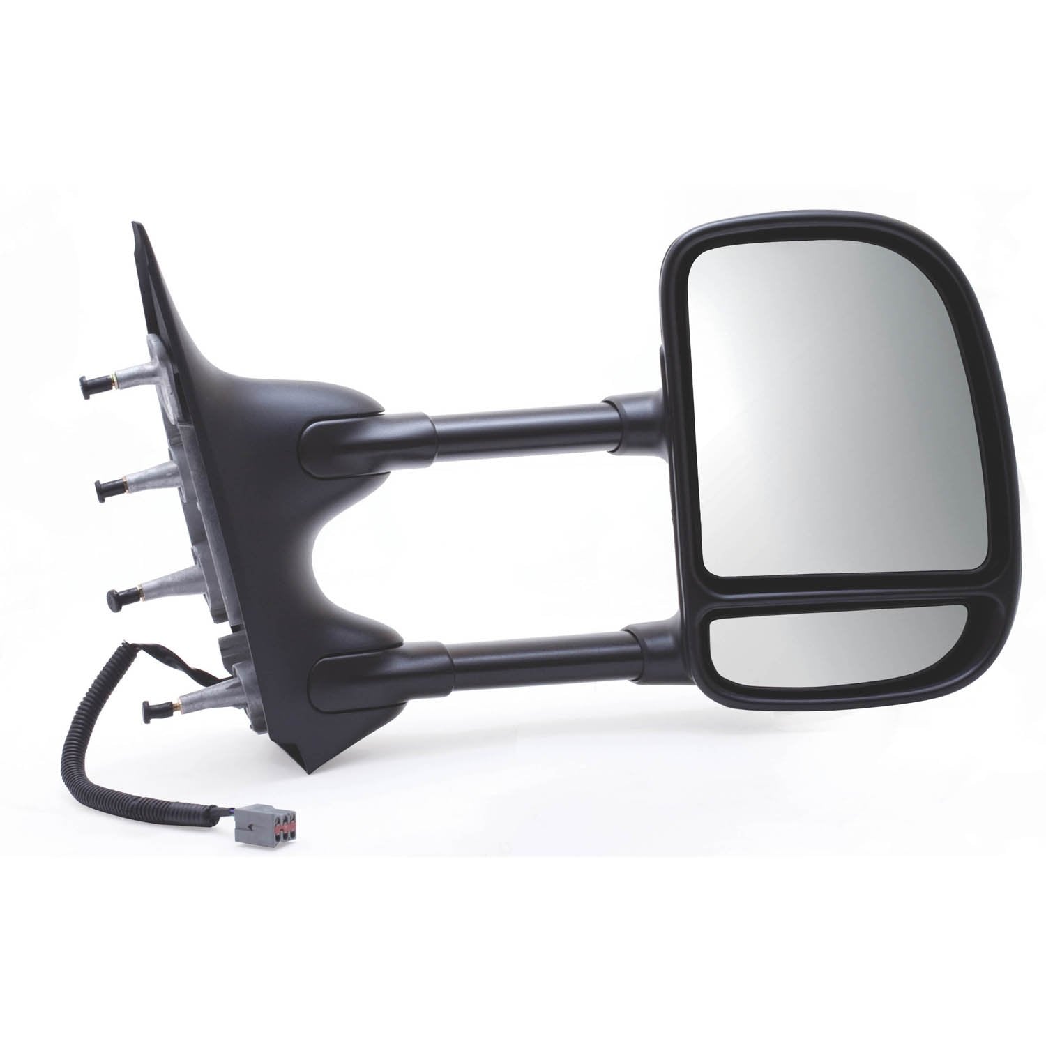 K Source Extendable Passenger Side Towing Mirror for 2009-2014 E Series, Textured Black, Power, Adjustable, Dual Lens, Convex Mirror, Foldaway