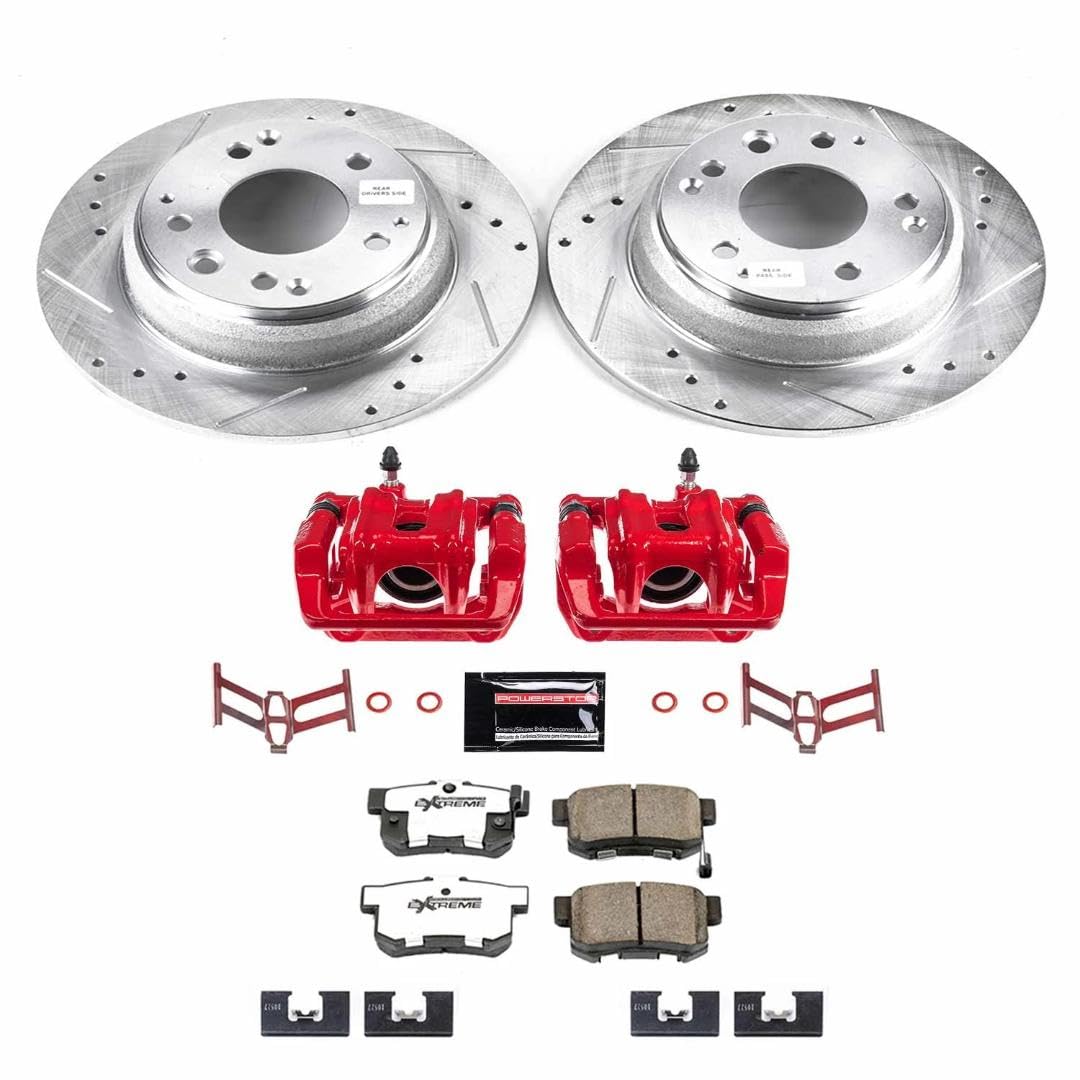 Power Stop Z26 KC709-26 Rear Caliper Kit-Drilled/Slotted Rotors, Carbon Ceramic Brake Pads, Calipers