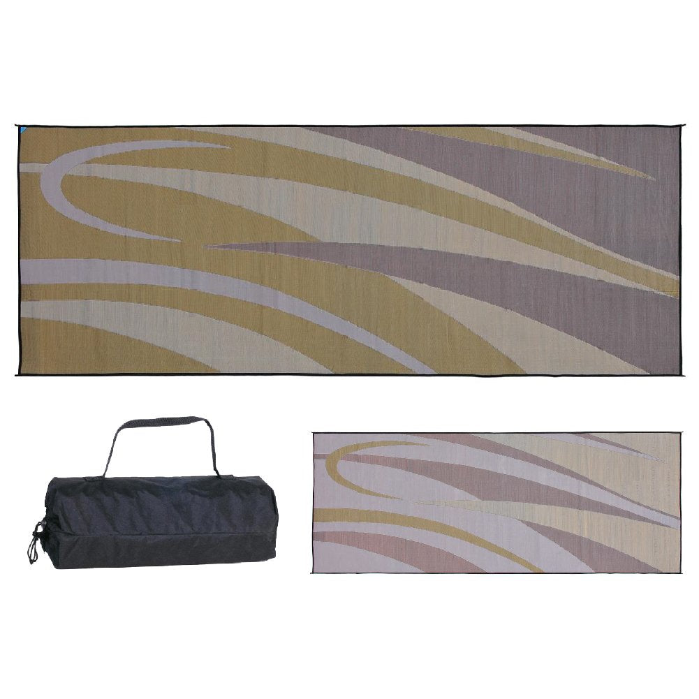 Ming's Mark GC7 Stylish Camping Reversible Graphic Patio Mat - 8' x 20', Brown/Gold Stylish Camping