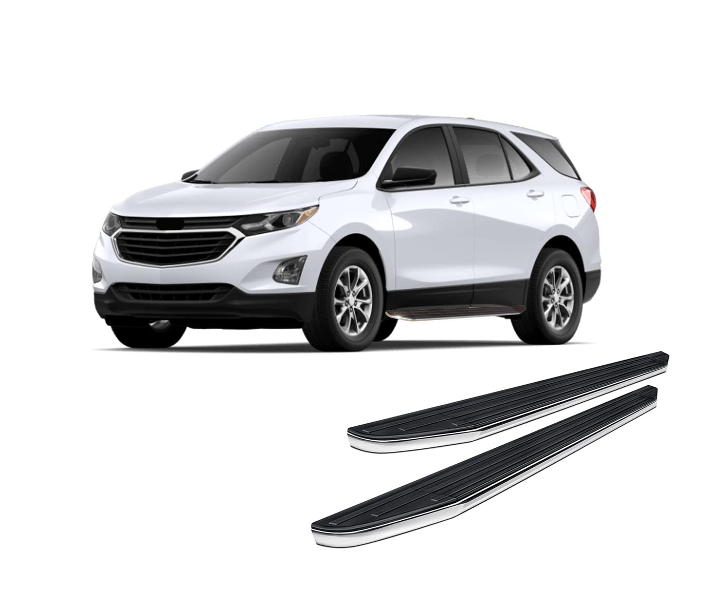 Premium Black Horse Running Boards Black Compatible with 2018-2023 GMC Terrain|2018-2023 Chevrolet Equinox-PR-G769