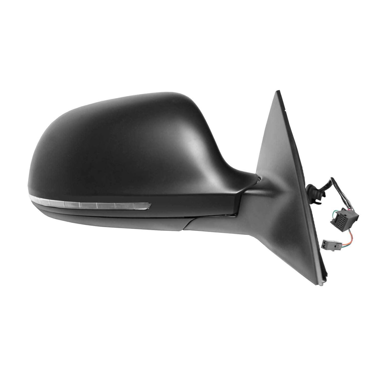 Side Passenger Mirror for AUDI A6, S6, black w/PTM cover, w/turn signal, w/puddle lamp, w/memory, power folding) w/o dimming, R, HP