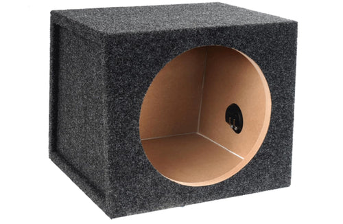 Single Bbox 10 Inch Subwoofer Sealed Enclosure - Car Subwoofer Box & Enclosures - Premium Subwoofer Box Improves Audio Quality, Sound & Bass - Red & Black Spring Terminals - Charcoal