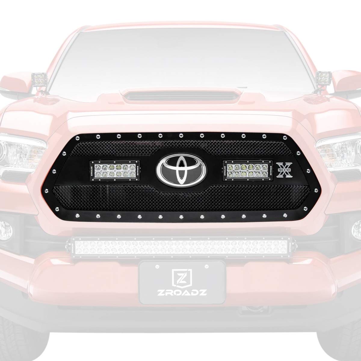 Torch Grille 2018-2022 Tacoma, Black, 1 Pc, Insert, Chrome Studs with (2) 6" LEDs, Does Not Fit Vehicles with Camera - PN #6319511