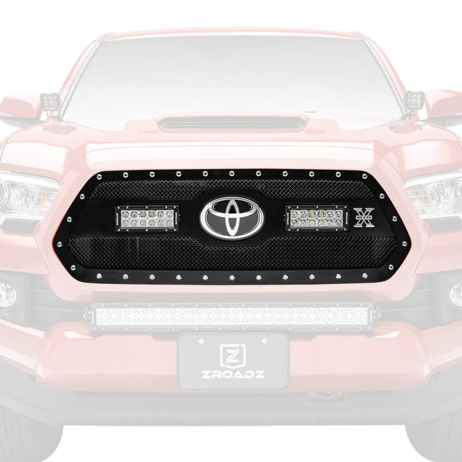 Torch Grille 2018-2022 Tacoma, Black, 1 Pc, Insert, Chrome Studs with (2) 6" LEDs, Does Not Fit Vehicles with Camera - PN #6319511