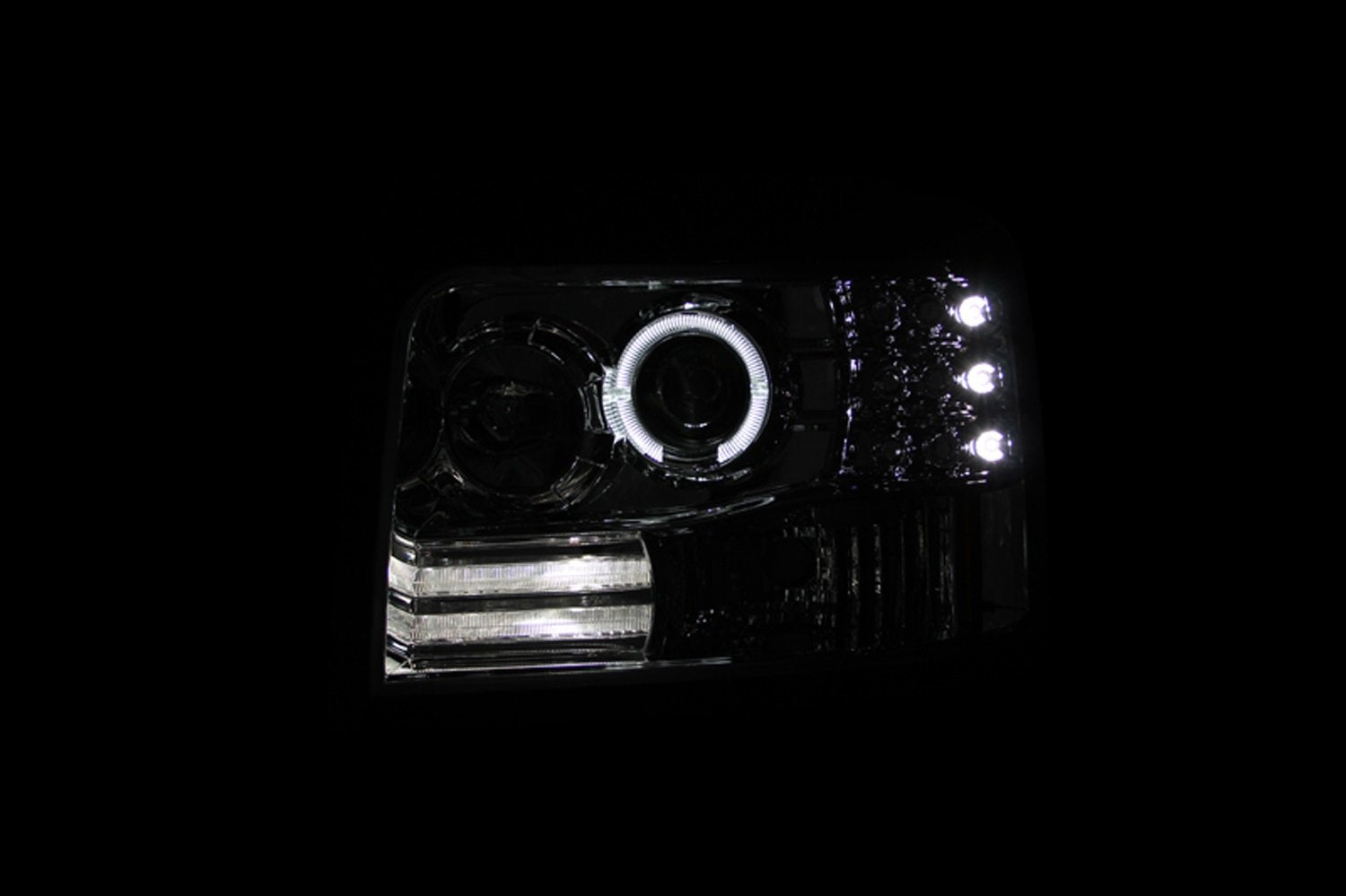 Chrome Projector Halo Headlight AnzoUSA with Side Marker and Parking Light for Ford F-150/F-250/Bronco - (Sold in Pairs)