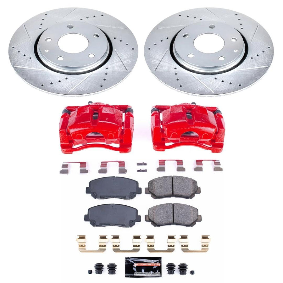 Z23 Evolution Power Stop KC7689 Front Brake Caliper Kit-Brake Rotors, Carbon-Fiber Ceramic Brake Pads, Calipers For Mazda CX-5 2016-2023 [Model Specific]