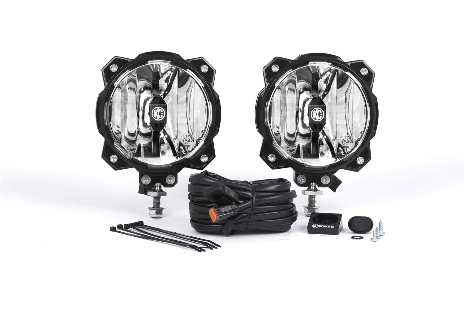 KC HiLiTES Gravity LED Pro6 Single Spot Beam with Wiring Harness and Illuminated LED Light Switch - Pair Pack System 91301