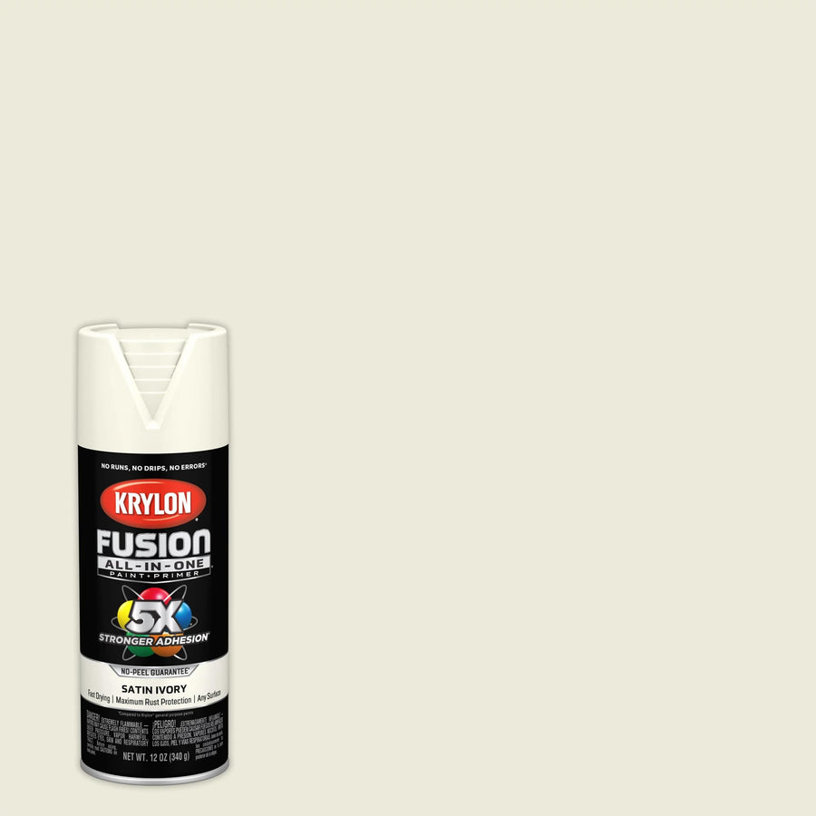 Krylon All-In-One Fusion Adhesive Spray Paint for Indoor/Outdoor Use, 12 oz, Ivory