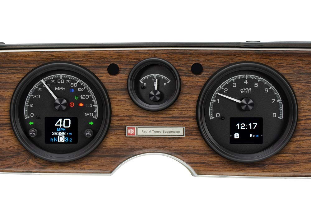 Dakota Digital HDX-70P-FIR-K Analog Gauge Instrument System Compatible with 1970-81 Pontiac Firebird Black Alloy