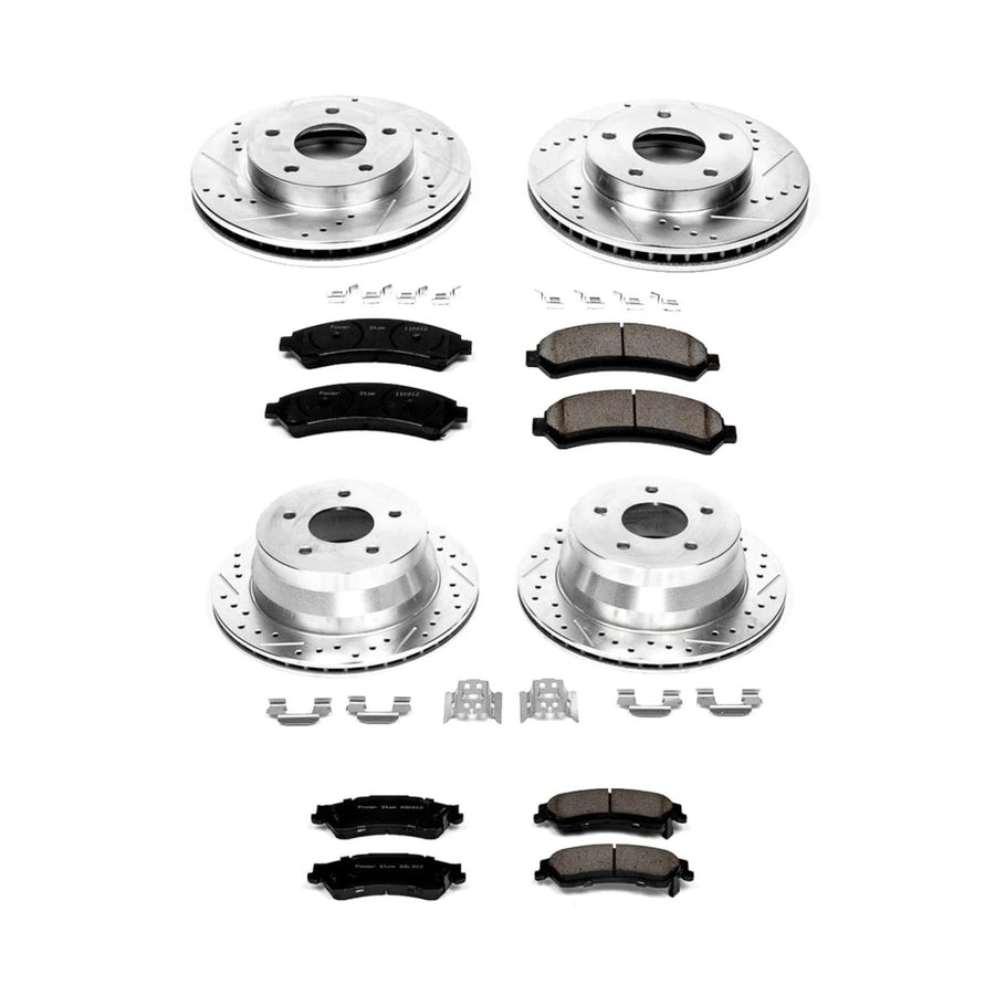 Power Stop K2005 Z23 Carbon Fiber Brake Pads Front and Rear with Drilled & Slotted Brake Rotors Kit For Blazer, S10, Jimmy, Sonoma, Hombre, Olds Bravada [Model Specific]