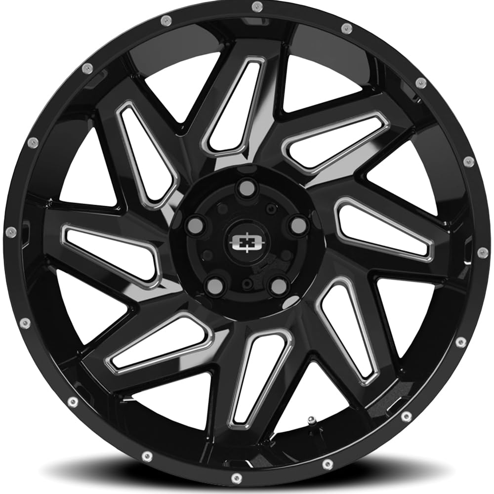 Off-Road Vision Spyder Custom Wheel - Series 361 - Gloss Black with Milled Spokes - 20" x 9", 12 Offset, 5x139.7 Bolt Pattern, 108mm Hub