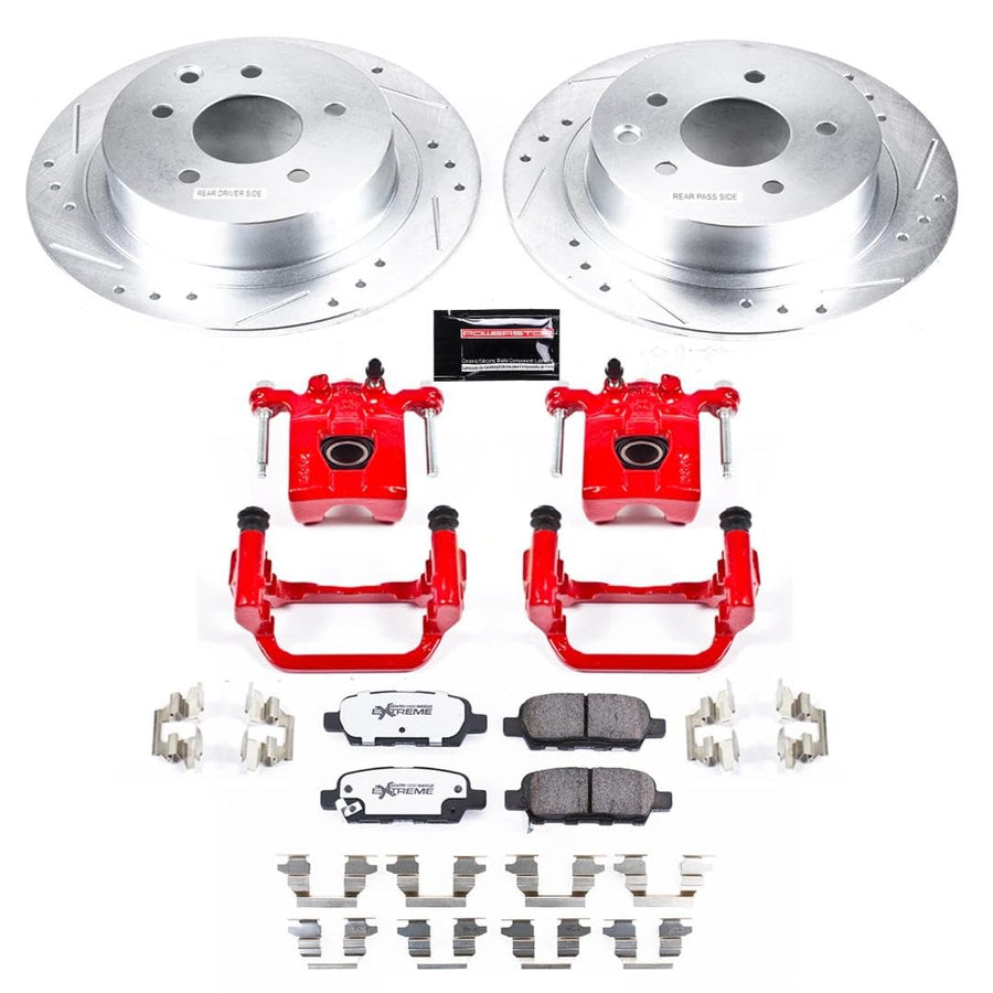 Power Stop Z23 Evolution Rear Brake Caliper Kit KC7864 - Brake Rotors Carbon - Fiber Ceramic Brake Pads For Nissan Altima 2007-2010 [Vehicle Specific]