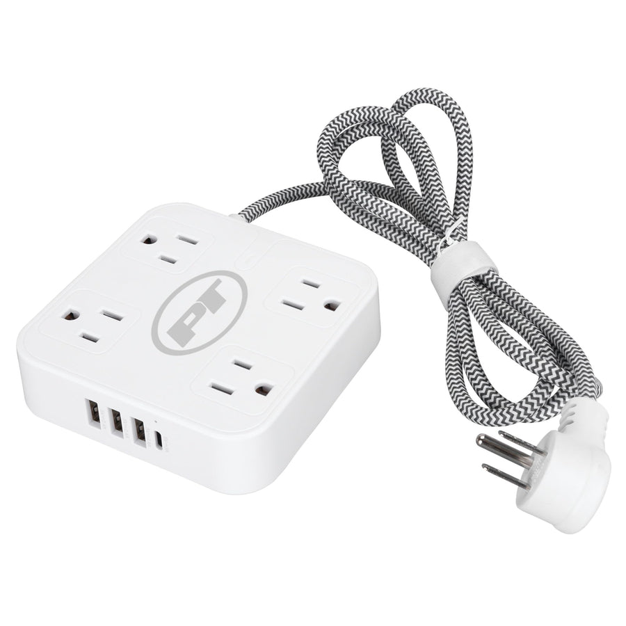 8-in-1 Performance Tool W2266 Power Strip with 4 Outlets, 3 USB and 1 USB-C Ports, Smart Chip, Fire-Retardant Casing, and Mounting Holes
