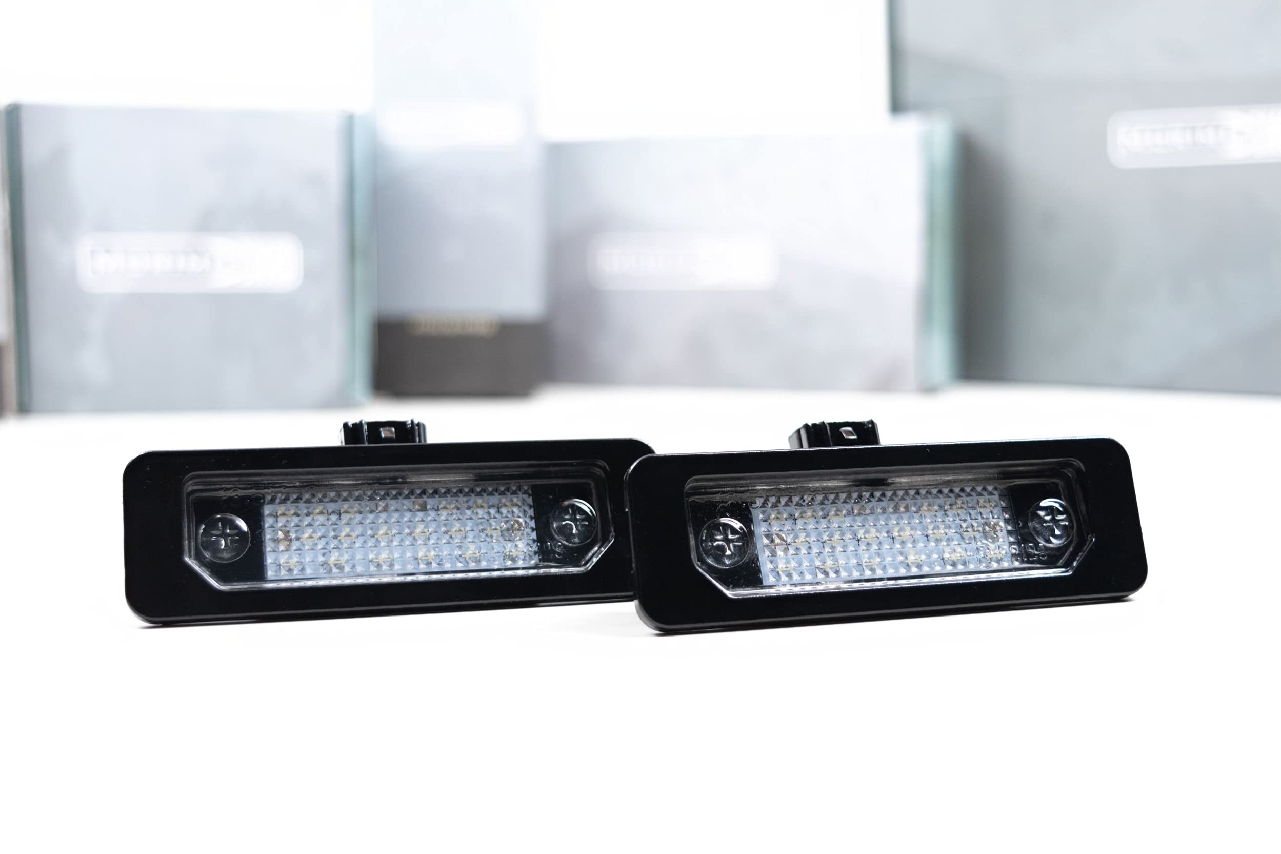Morimoto XB LED License Plate Lights, Upgrade Black Housing, Fits Ford Mustang (10-14), Plug and Play Assembly, Easy Install, 5000k Pure White Light, Amber Front & Red Rear (1x LF7911)