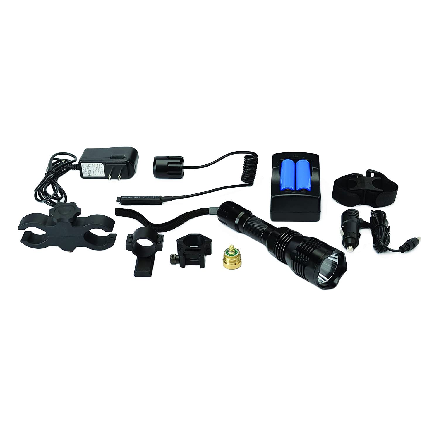 Cyclops Varmint Hunting Light Kit Rechargeable 250 Lumen Green Led Flashlight with Multiple Mounting Options, No Case