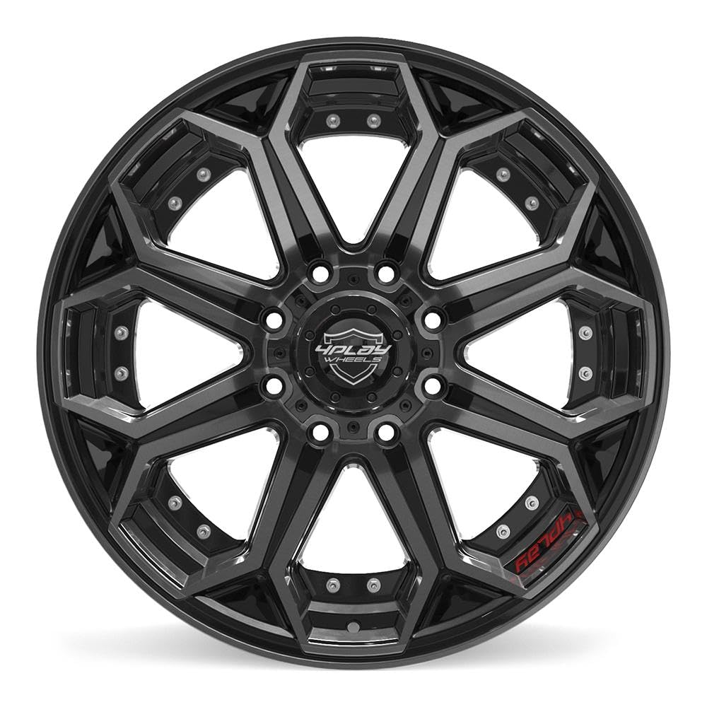 22 Inch 4PLAY Wheels Rim 4P80R Fits 8x180 22x10 Gloss Black Brushed with Tinted Clear (1)