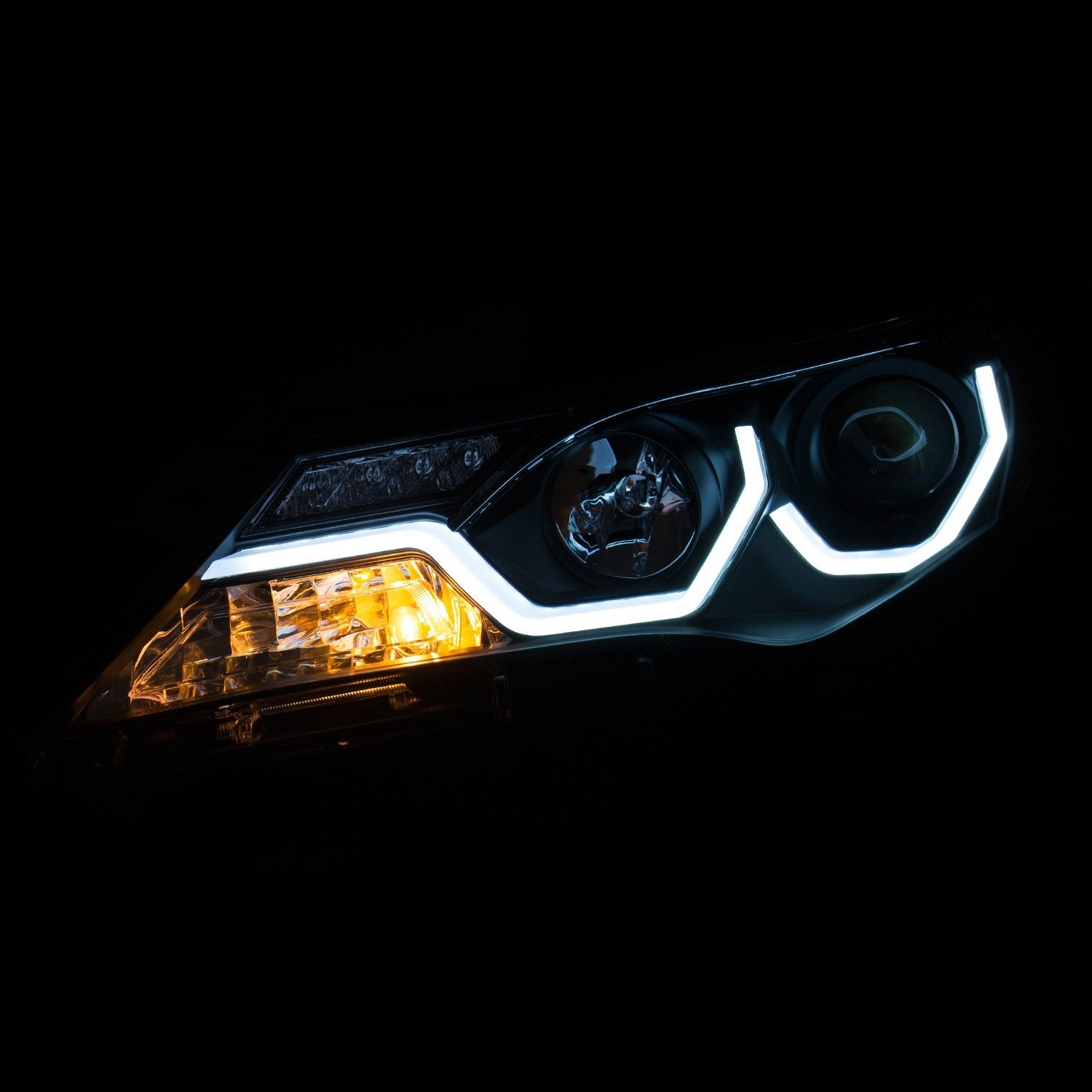 Plank Style AnzoUSA LED Bar Projector Headlights Pair 111332 Black Housing For Toyota RAV-4