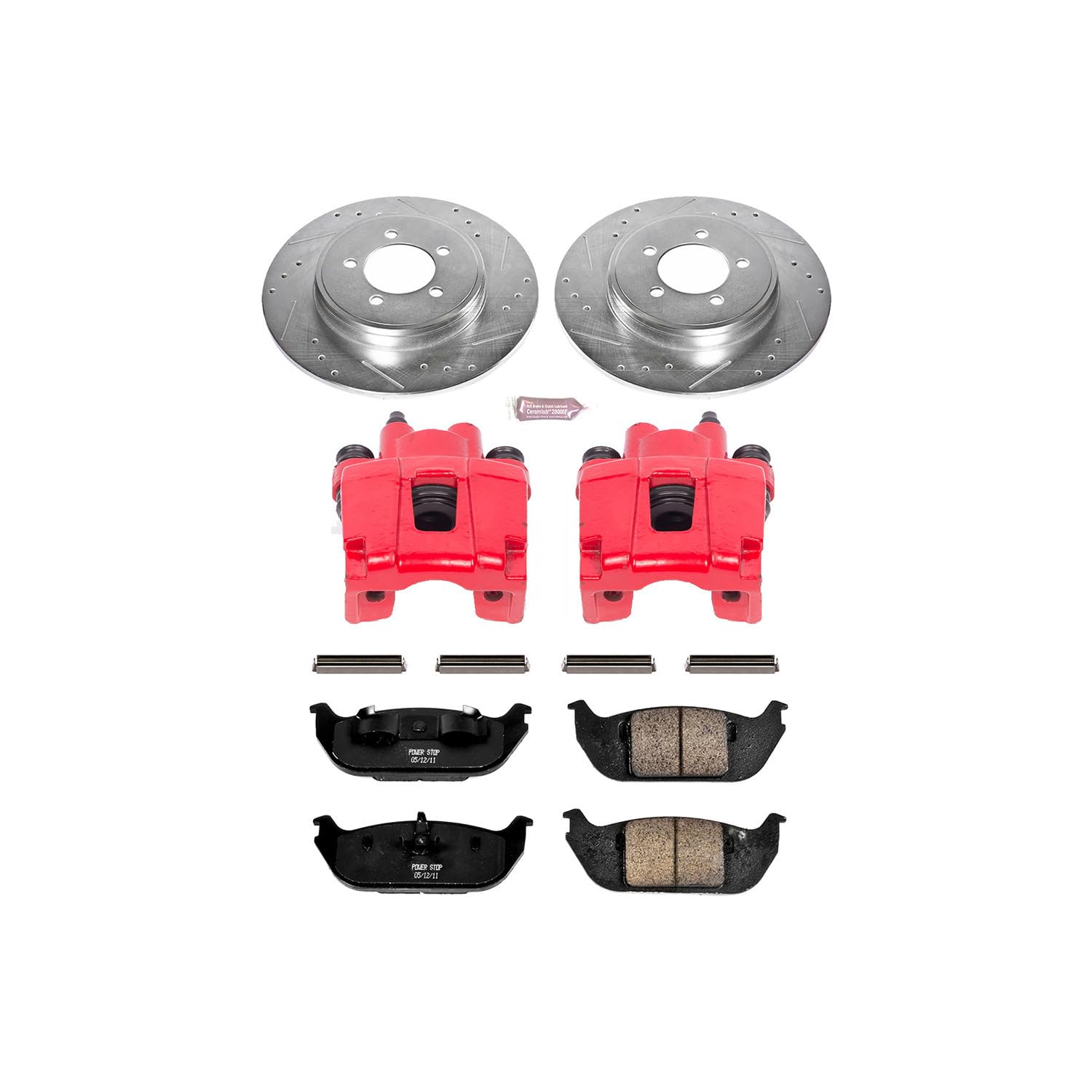 Power Stop Z23 Evolution Sport KC3025 Brake Kit with Powder Coated Calipers (Brake Pads, Drilled/Slotted Rotors) For Lincoln Aviator 2003-2005 [Model Specific]