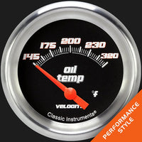 Velocity Black Classic Instruments 2 5/8" Oil Temperature Gauge VS228BAPF