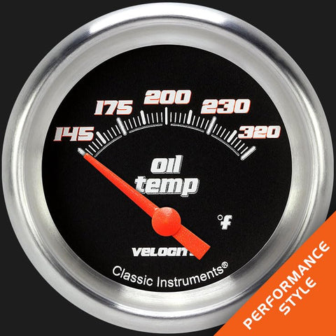 Velocity Black Classic Instruments 2 5/8" Oil Temperature Gauge VS228BAPF