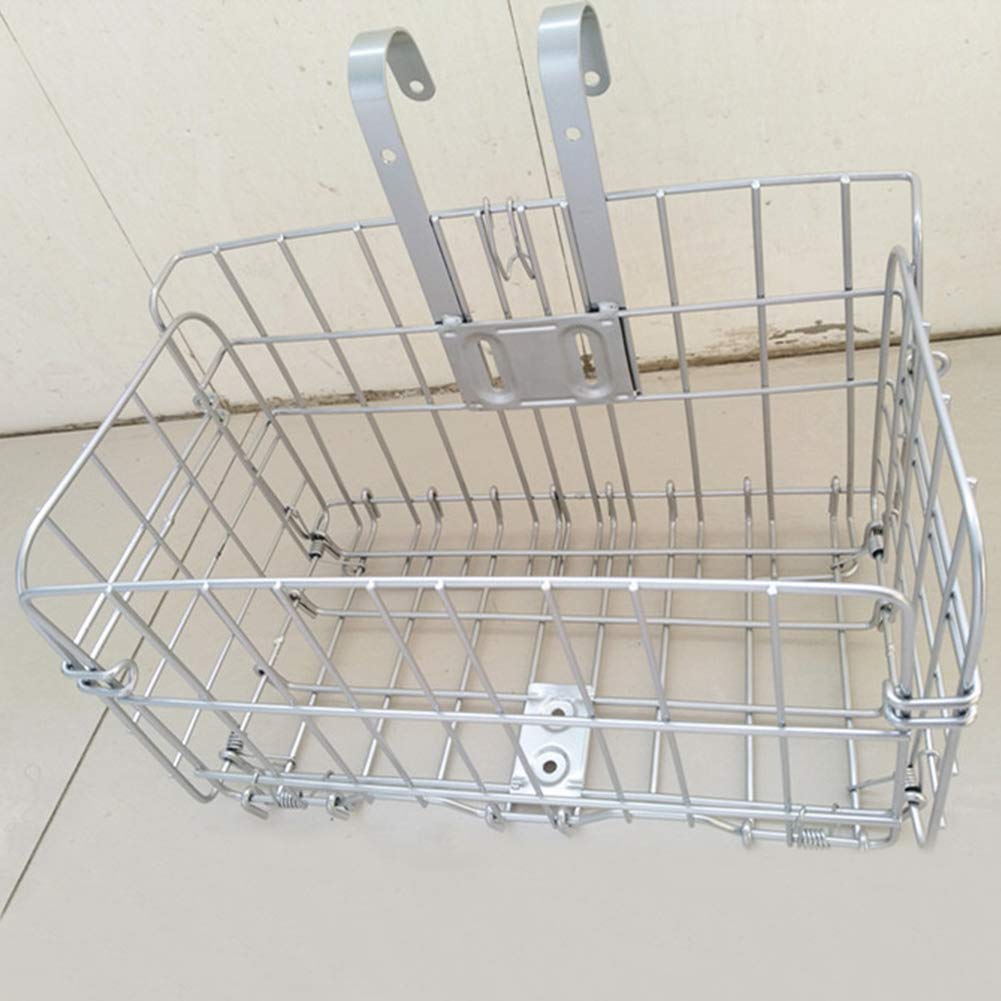 beiyoule Foldable Basket Bike, Detachable Front Rear Bike Basket Wire Mesh Bicycle Hanging Rack for Mountain Bike Accessories Bike Frame