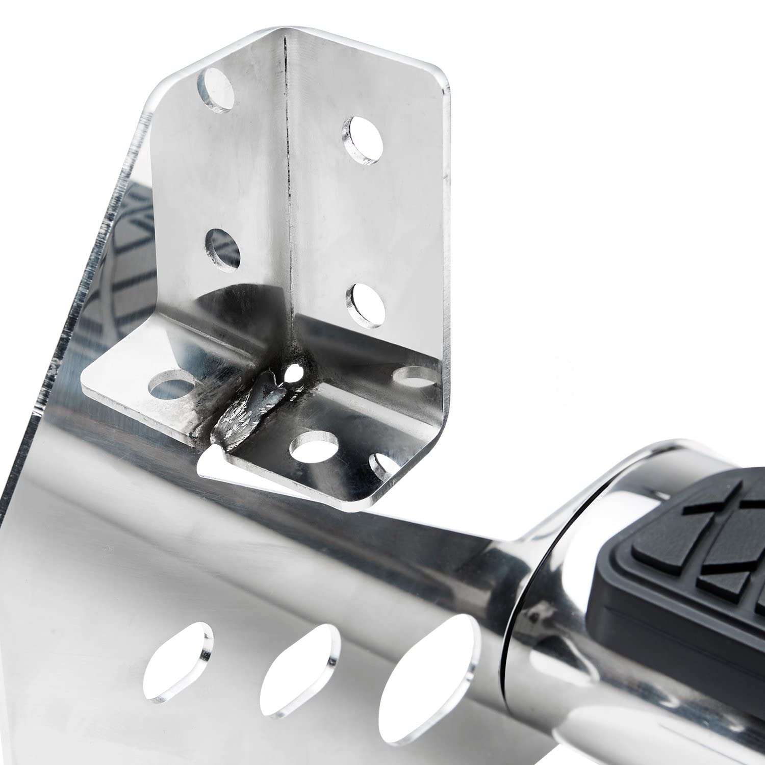 Steelcraft Universal Side Drop Step 4 in. Wide Round Tube Polished Stainless Steel Side Drop Step