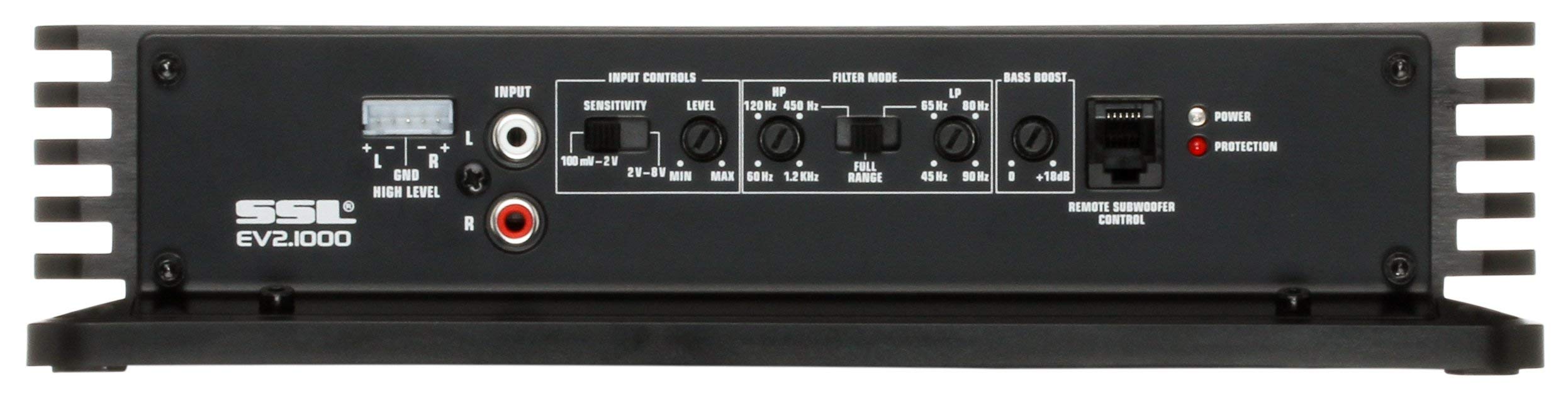 Sound Storm Laboratories 2 Channel Car Audio Amplifier EV2.1000 - 1000 High Output, High/Low Level Inputs, Hook Up to Subwoofer for Bass