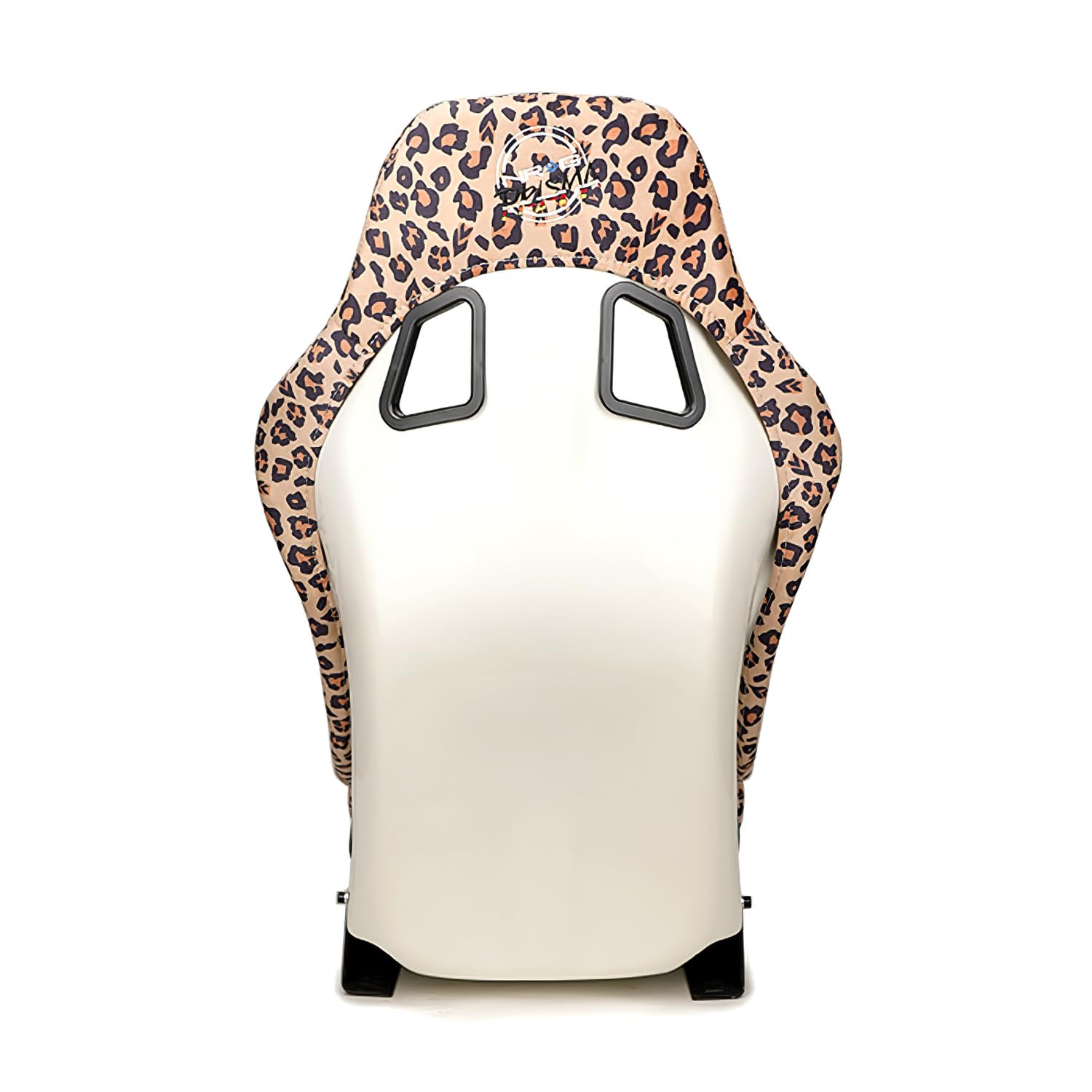 NRG Innovations FRP Bucket Seat NRG-FRP-303BR-SAVAGE PRISMA- SAVAGE Edition Leopard Print Finish in Vegan Material with White Pealized Back Plus Phone Pockets. (Medium)
