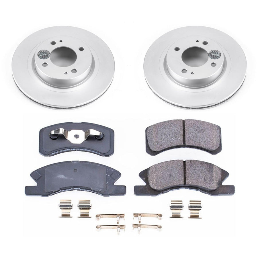 Power Stop Coated CRK7894 Rotor Front Brake Kit- Coated Brake Rotors and Z17 Ceramic Brake Pads For Mitsubishi Mirage 2017-2020, Mitsubishi Mirage G4 2017-2020 [Model Specific]