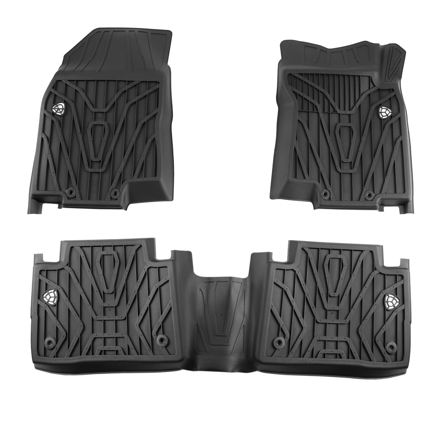 All-Weather Spec-D Tuning Black Injection-Molded TPE Front + Rear Floor Mats Compatible with 2014-2020 Nissan Rogue, 3PC