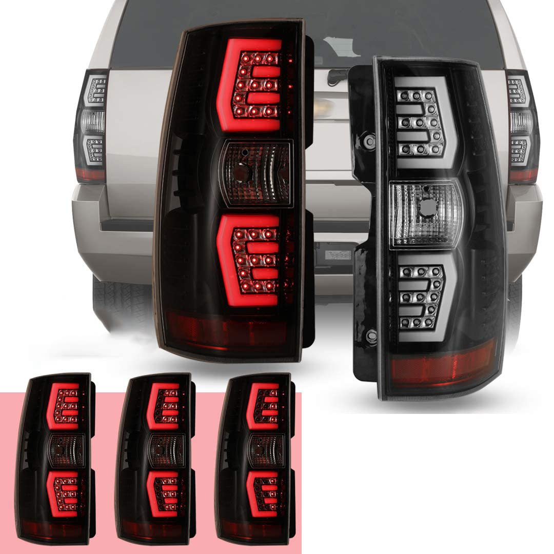 Winjet LED Sequential Tail Lights Compatible with [2007-2013 Chevy Suburban Tahoe Yukon] Rear Lamps (Clear)