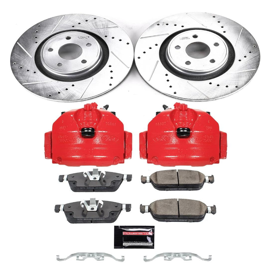 Power Stop Z23 Evolution Front Brake Caliper Kit KC7147- Brake Rotors, Carbon-Fiber Ceramic Brake Pads, Brake Calipers