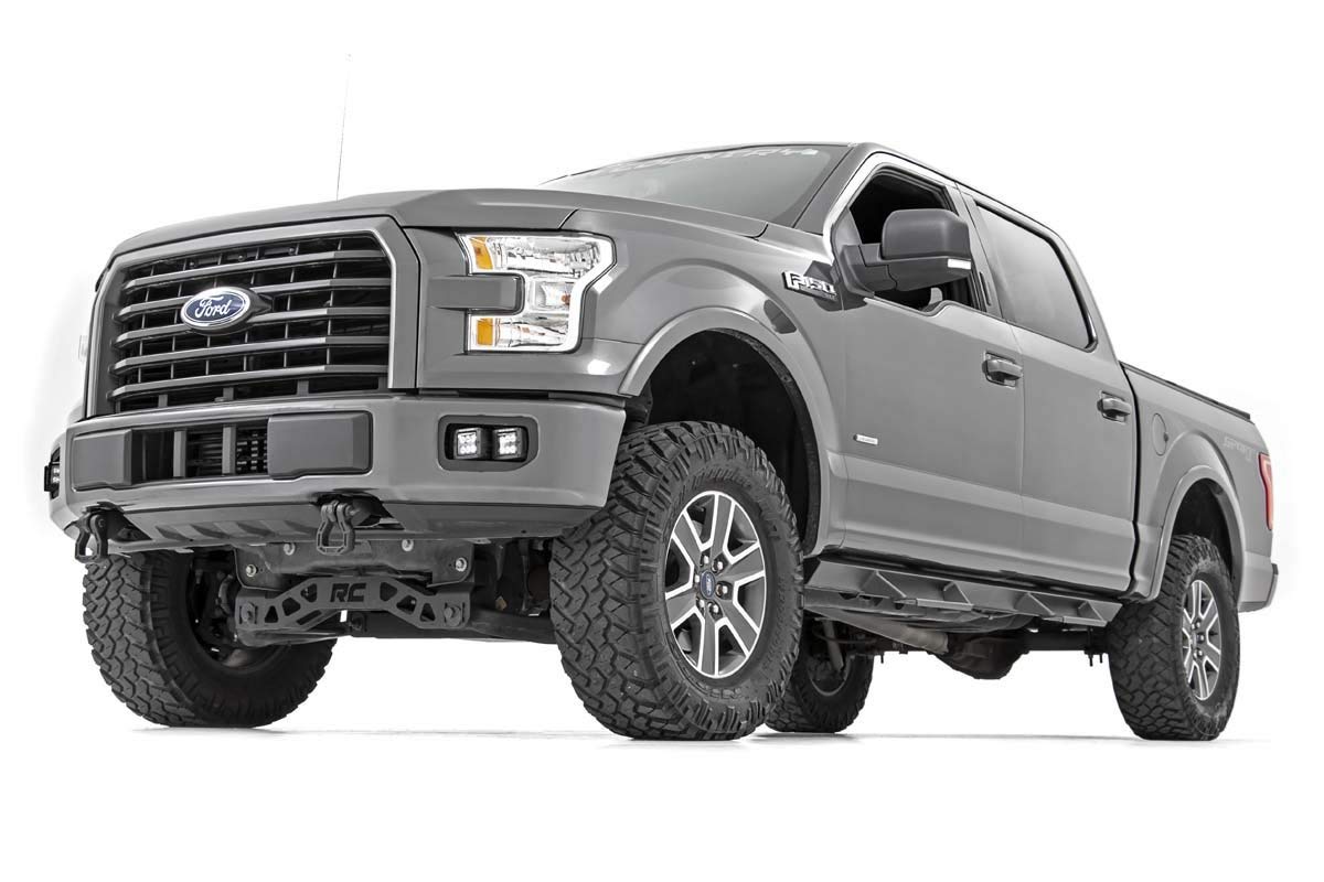 Rough Country 2" SAE Quad LED Fog Light Kit for Ford F150 (2015-2017) - (4) 2-in SAE LED Cubes