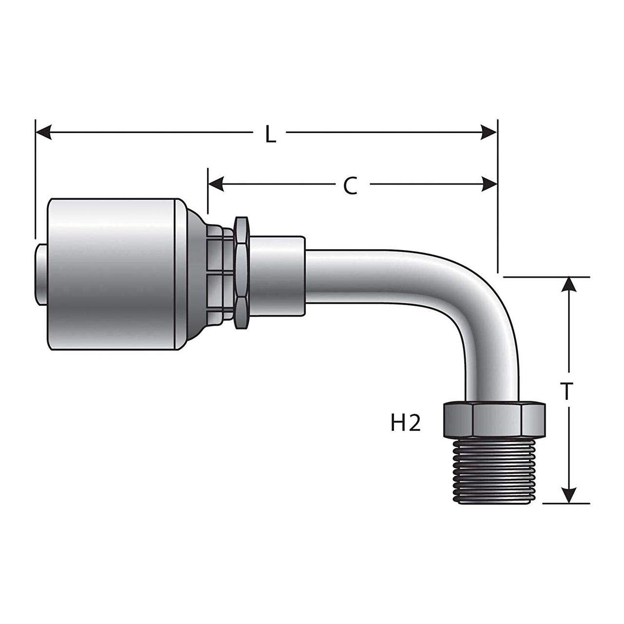 90 Bent Tube SAE Male Inverted Swivel (MegaCrimp)