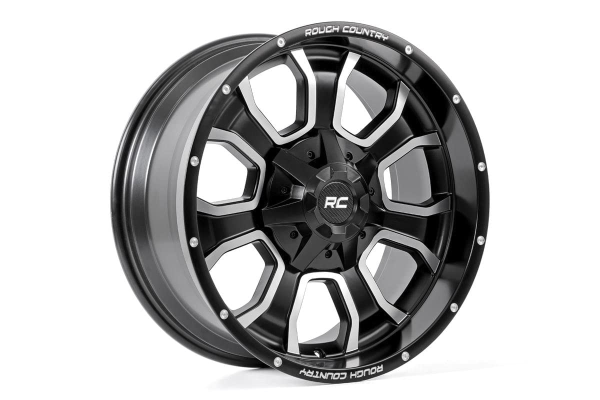 One-Piece Rough Country 93 Series Aluminum Wheel - 20x10, 6x5.5"/6x135mm Bolt Pattern, +0mm Offset, Matte Black