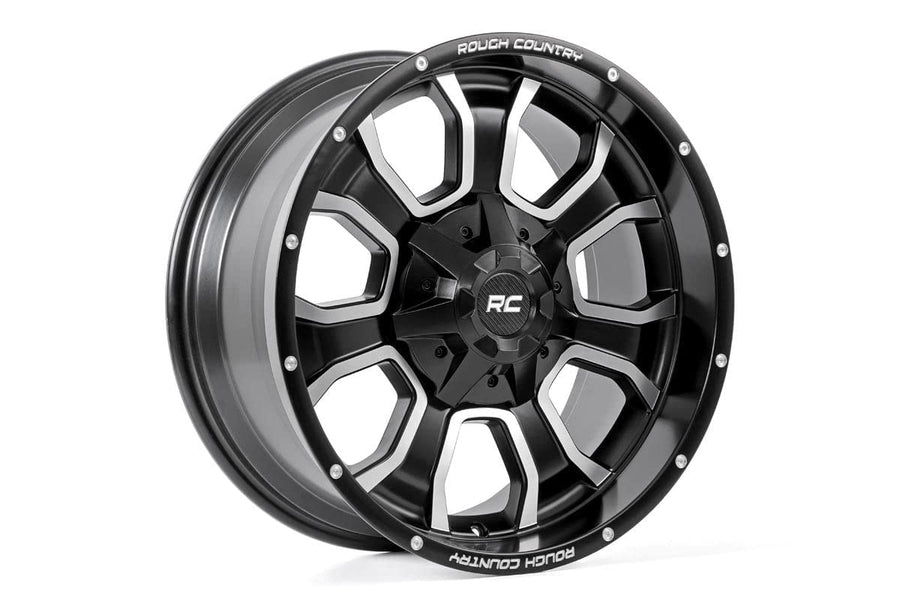 One-Piece Rough Country 93 Series Aluminum Wheel - 20x10, 6x5.5"/6x135mm Bolt Pattern, +0mm Offset, Matte Black