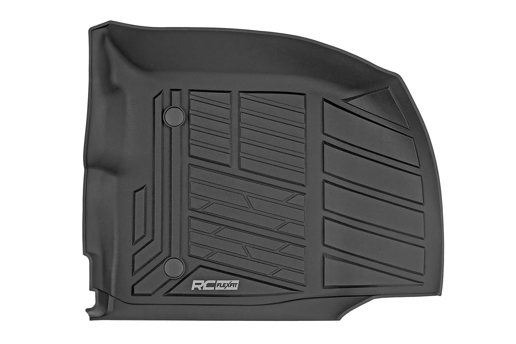 Flex-Fit Rough Country Front Floor Mats for Chevy Silverado & GMC Sierra 1500/2500HD/3500HD (2019-2026) Crew Cab - Custom All-Weather Non-Slip TPE Liners w/Spill Saver Lip
