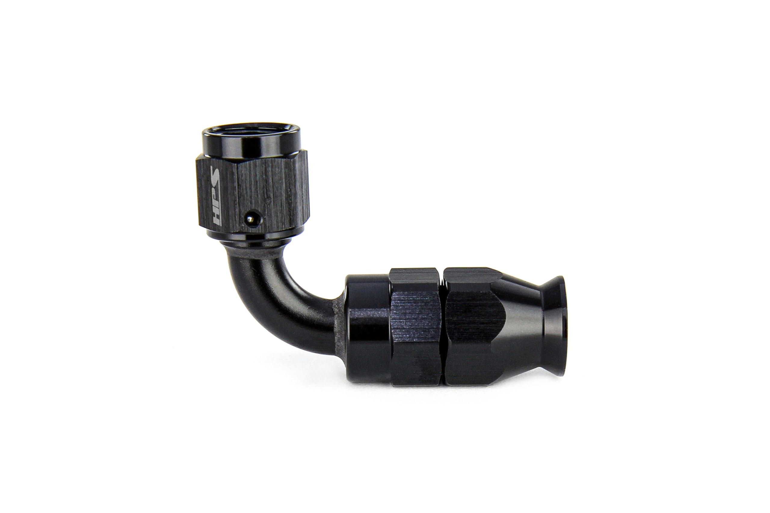 350 Series HPS 350-9010 Aluminum Hose End Fitting for Stainless Steel Reinforced PTFE Flex Hose, Fitting Size: AN-10, Angle: 90 degree, Black