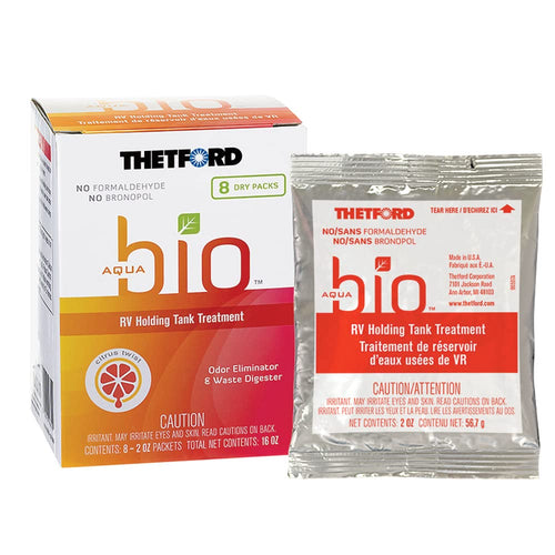Thetford AquaBio RV Holding Tank Treatment Citrus Twist Scent, 8 Pack Formaldehyde Free Dripack