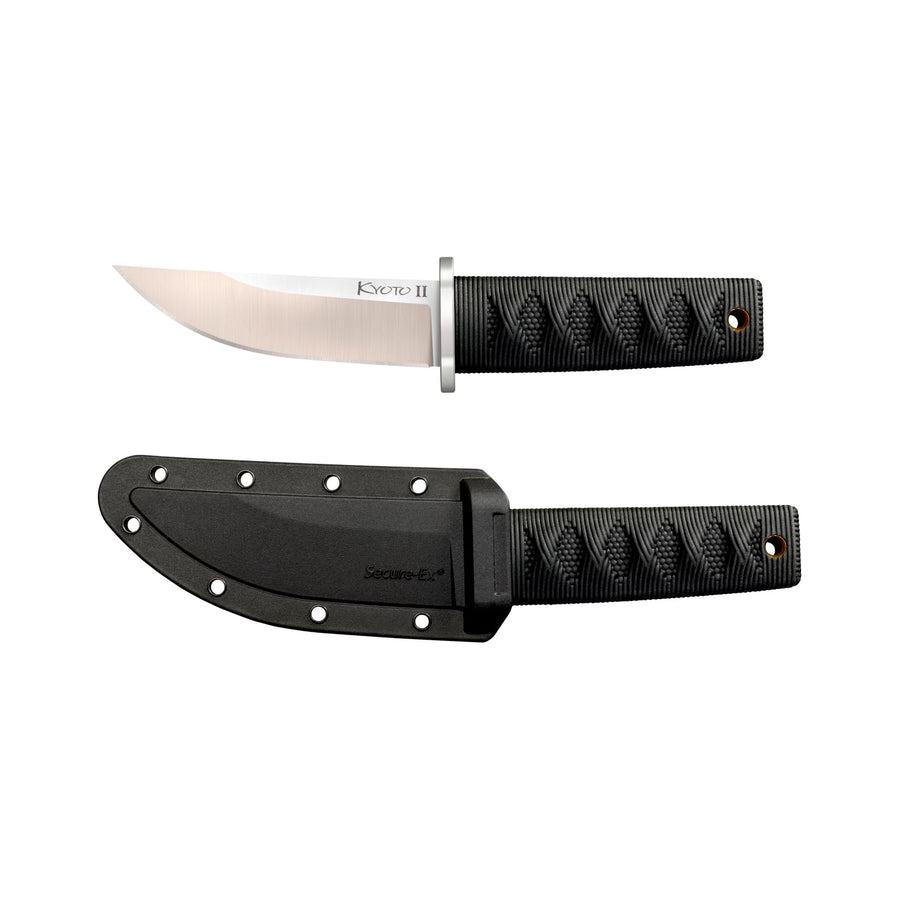 Kyoto II Cold Steel 3-3/8" Durable Compact 8Cr13MoV Stainless Steel Fixed Blade Drop Point Outdoor Hunting Utility Knife, 3 3/8" Textured Kray-Ex Handle, Sheath Included