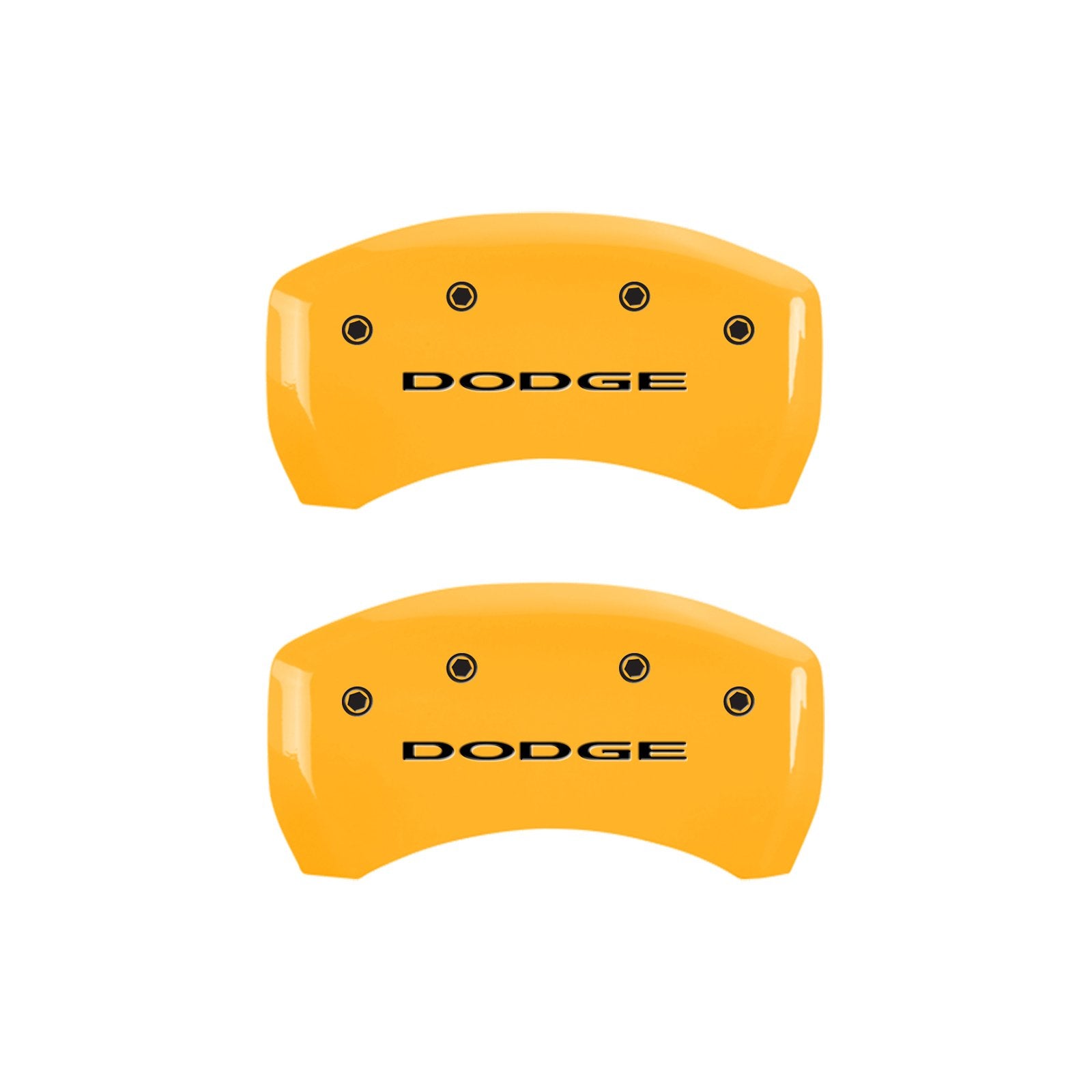 Caliper Covers MGP 12199SDD4YL Yellow (Set of 4, Engraved Front and Rear: With out stripes/Dodge, Yellow powder coat finish, black characters)