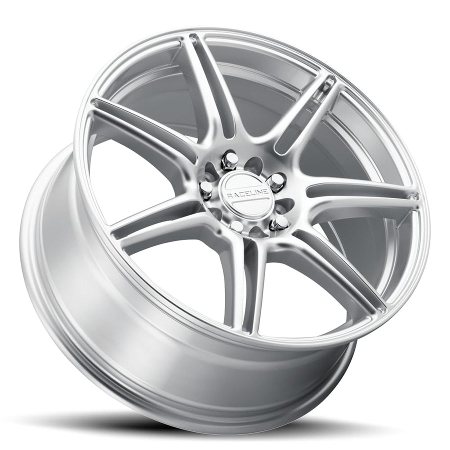 Apex Raceline Wheels Hyper Silver 17X7.5 5X110/5X115 +40mm 7 Spoke Aluminum Passenger Car Wheels, Replacement Car Rims