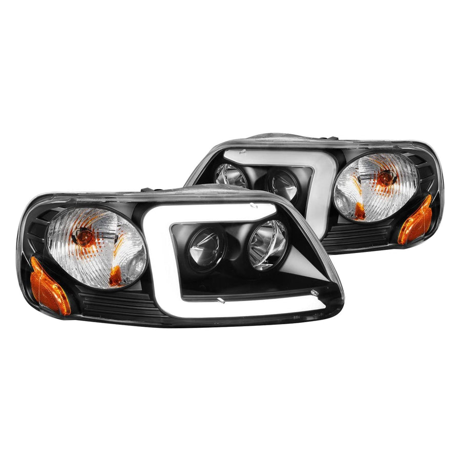 1997-2003 Ford F-150 ANZO (111503) Projector Headlights w/Light Bar Black Housing