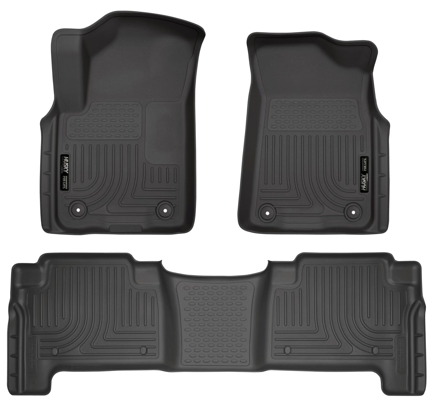 Husky Liners Floor Mats Weatherbeater | Fits 2019-2024 Infiniti QX80/Nissan Armada | Front & 2nd Row, 3-pc Black - 95671